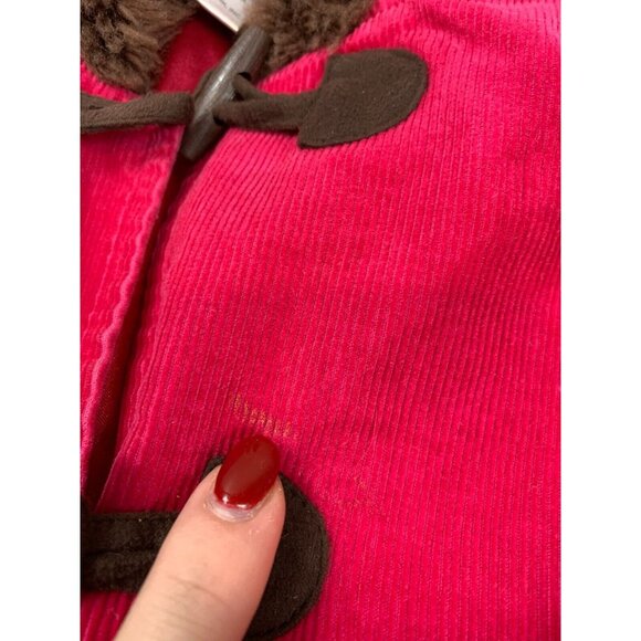 Gymboree Overcoat Girl's 9 Pink Hooded Toggle Closure Corduroy Faux Fur Cotton - Picture 10 of 16